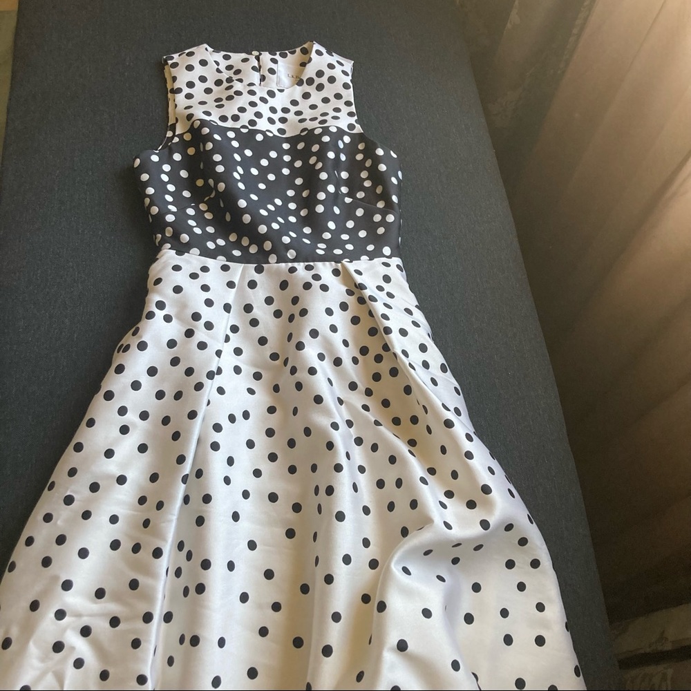L.K. Bennet Cream Black Polka Dot Dress